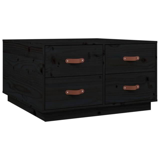 Berkfield Home Coffee Table Black 80x80x45 cm Solid Wood Pine - Size: 80 x 80 x 45 cm - image 1