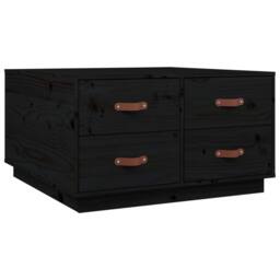 Berkfield Home Coffee Table Black 80x80x45 cm Solid Wood Pine - Size: 80 x 80 x 45 cm