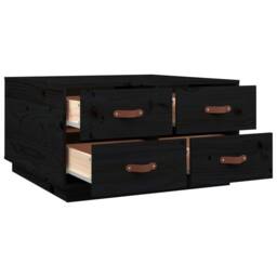 Berkfield Home Coffee Table Black 80x80x45 cm Solid Wood Pine - Size: 80 x 80 x 45 cm - thumbnail 7