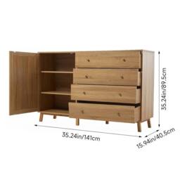 VOGREX Wooden Sideboard with Drawers Storage Cupboard Living Room Furniture - thumbnail 2