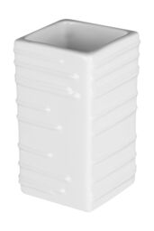 Orsina Practical White Ceramic Bathroom Tumbler, Durable Ceramic Tumbler, Embossed Detailed Bathroom Tumbler - thumbnail 2