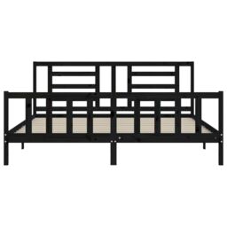 Berkfield Home Bed Frame with Headboard Black 200x200 cm Solid Wood - thumbnail 6