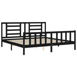 Berkfield Home Bed Frame with Headboard Black 200x200 cm Solid Wood - thumbnail 5