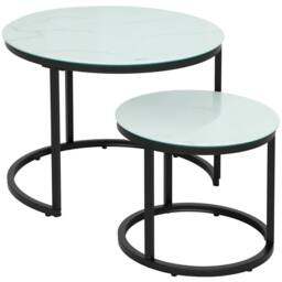 Wyld Haus Sosuri Set of 2 Round Nesting Tables Powder Coated Steel Frame in White - thumbnail 2