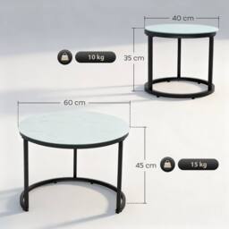 Wyld Haus Sosuri Set of 2 Round Nesting Tables Powder Coated Steel Frame in White - thumbnail 3