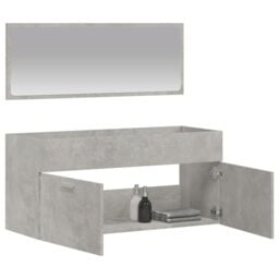 Berkfield Home Bathroom Cabinet with Mirror Concrete Grey Engineered Wood - thumbnail 3
