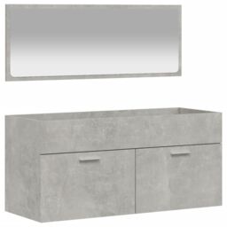 Berkfield Home Bathroom Cabinet with Mirror Concrete Grey Engineered Wood - thumbnail 2