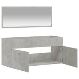 Berkfield Home Bathroom Cabinet with Mirror Concrete Grey Engineered Wood - thumbnail 4