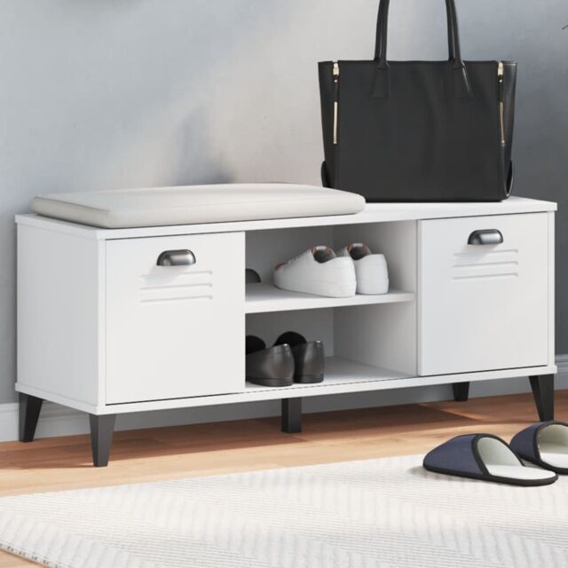 Berkfield Home Shoe Bench VIKEN White 106x35x45 cm Engineered Wood - Size: 106 x 35 x 45 cm - image 1
