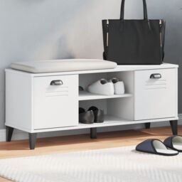 Berkfield Home Shoe Bench VIKEN White 106x35x45 cm Engineered Wood - Size: 106 x 35 x 45 cm - thumbnail 1