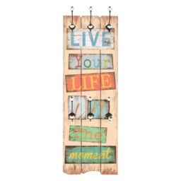Berkfield Home Wall-mounted Coat Rack with 6 Hooks 120x40 cm LIVE LIFE - thumbnail 2