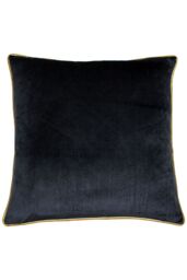 Furn Meridian Velvet Piped Cushion in True Black - Size: 55 cm x 55 cm - thumbnail 1