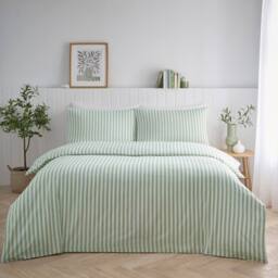 Portfolio Home Pencil Stripe Duvet Cover Set in Green - Size: Single - thumbnail 1