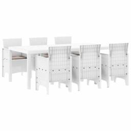 Berkfield Home 7 Piece Garden Dining Set with Cushions White Poly Rattan