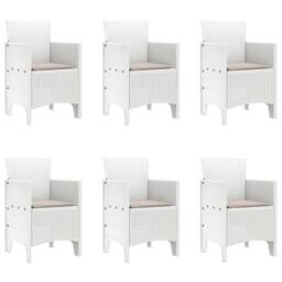 Berkfield Home 7 Piece Garden Dining Set with Cushions White Poly Rattan - thumbnail 5