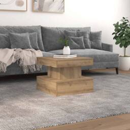 Berkfield Home Coffee Table with LED Lights Artisian Oak 50x50x40 cm in Brown - Size: 50 x 50 x 40 cm - thumbnail 2
