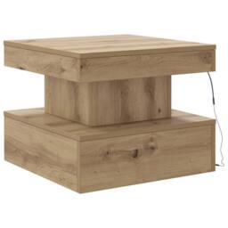 Berkfield Home Coffee Table with LED Lights Artisian Oak 50x50x40 cm in Brown - Size: 50 x 50 x 40 cm - thumbnail 9