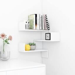 Berkfield Home Wall Corner Shelf White 40x40x50 cm Engineered Wood - Size: 40 x 40 x 50 cm - thumbnail 3