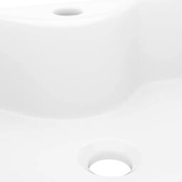 Berkfield Home Elegant Ceramic Bathroom Sink Basin with Faucet Hole White Square - thumbnail 6