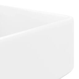 Berkfield Home Elegant Ceramic Bathroom Sink Basin with Faucet Hole White Square - thumbnail 5
