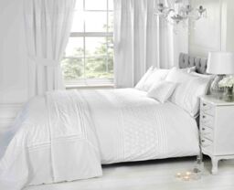 Rapport Home Everdean Polycotton Duvet Cover Set With Pillowcase in White - Size: Single - thumbnail 1