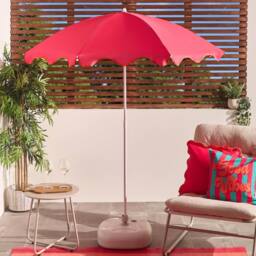 OHS Scallop Edge Parasol Umbrella Garden Outdoor Canopy Sun Shade Beach in Bright Pink - thumbnail 1