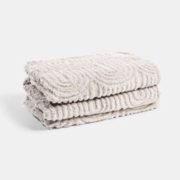 OHS Tufted Arches Throw Teddy Fleece Blanket Winter Soft Warm Bedspread in Stone - Size: 125 cm x 150 cm - thumbnail 3