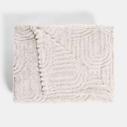 OHS Tufted Arches Throw Teddy Fleece Blanket Winter Soft Warm Bedspread in Stone - Size: 125 cm x 150 cm - thumbnail 4