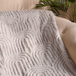 OHS Tufted Arches Throw Teddy Fleece Blanket Winter Soft Warm Bedspread in Stone - Size: 125 cm x 150 cm - thumbnail 2
