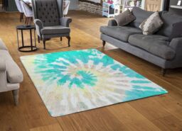 Benjamin Tate Design Tie Dye Pattern Shibori Print Rug in Natural - Size: Large - thumbnail 2