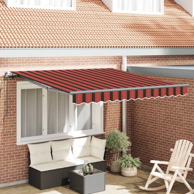 Berkfield Home Manual Retractable Awning in Orange & Brown, 300x250 cm - image 1