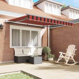 Berkfield Home Manual Retractable Awning in Orange & Brown, 300x250 cm - thumbnail 3