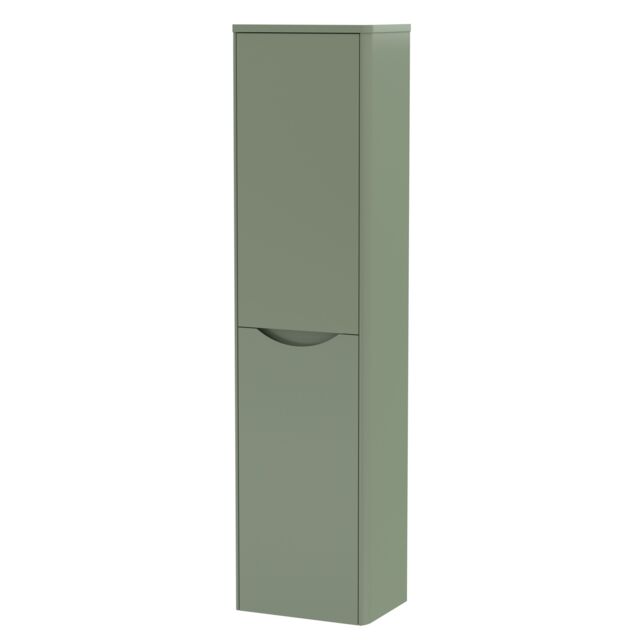 Balterley Modern Bathroom 1 Soft Close Door Wall Hung Tall Cabinet, Green, 356mm in Green - image 1