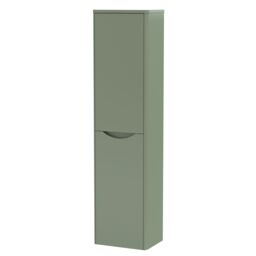 Balterley Modern Bathroom 1 Soft Close Door Wall Hung Tall Cabinet, Green, 356mm in Green - thumbnail 1