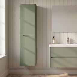Balterley Modern Bathroom 1 Soft Close Door Wall Hung Tall Cabinet, Green, 356mm in Green - thumbnail 8