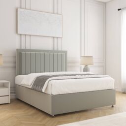 "BSSPOKE Zarah Divan Bed Set Plush Velvet 24"" Headboard No Drawers No Mattress in Silver - Size: Small Double" - thumbnail 3