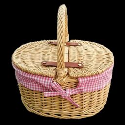Red Hamper Wicker Childs Picnic Basket with Blue lining in Brown - thumbnail 2
