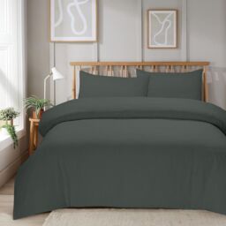 New Edge Blinds Mayfair Stripe Duvet Set in Natural - Double in Grey - Size: King - thumbnail 1