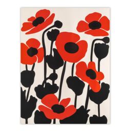 "Artery8 Simple Poppy Flowers in Bloom Graphic Design Wall Art Print in Red - Size: W18"" x H24""" - thumbnail 1