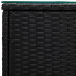 Berkfield Home Side Table Black 40x37x40.5 cm Poly Rattan & Tempered Glass - thumbnail 4