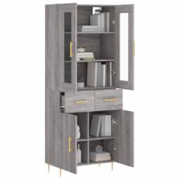 Berkfield Home Highboard Grey Sonoma 69.5x34x180 cm Engineered Wood - thumbnail 3