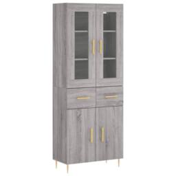 Berkfield Home Highboard Grey Sonoma 69.5x34x180 cm Engineered Wood - thumbnail 1