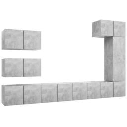 Berkfield Home 8 Piece TV Cabinet Set Concrete Grey Engineered Wood - thumbnail 1