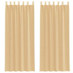 Berkfield Home Voile Curtains with Loops 2 pcs Sand 140x260 cm in Brown - thumbnail 2