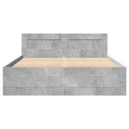 Berkfield Home Bed Frame with Headboard without Mattress Concrete Grey 140x200 cm - thumbnail 5