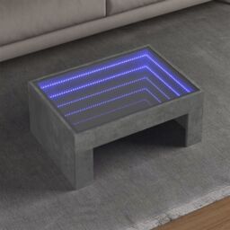 Berkfield Home Coffee Table with Infinity LED Concrete Grey 70x50x30 cm - Size: 70 x 50 x 30 cm - thumbnail 1