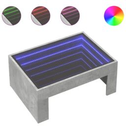 Berkfield Home Coffee Table with Infinity LED Concrete Grey 70x50x30 cm - Size: 70 x 50 x 30 cm - thumbnail 2