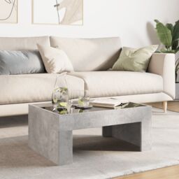 Berkfield Home Coffee Table with Infinity LED Concrete Grey 70x50x30 cm - Size: 70 x 50 x 30 cm - thumbnail 4