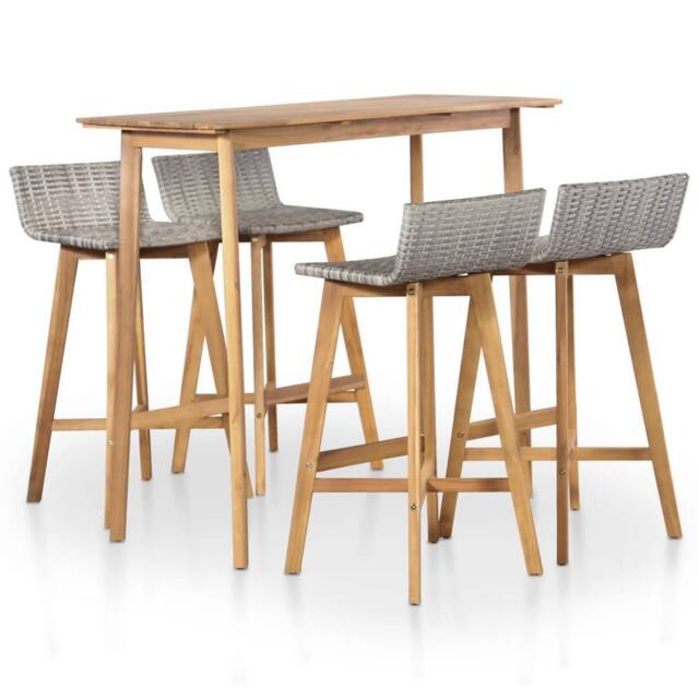 Berkfield Home 5 Piece Outdoor Dining Set Solid Acacia Wood in Brown - image 1