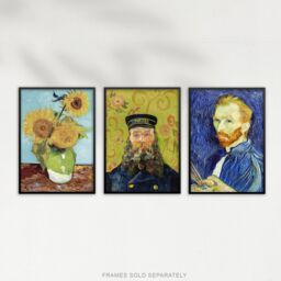 Artery8 Set of 3 Vincent Van Gogh Classic Paintings Blue Gold Art Prints in Yellow - Size: A3 - thumbnail 5